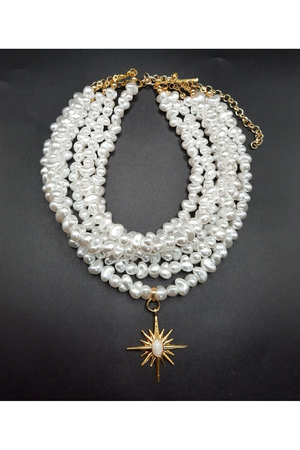 Choker yıldızlı kolye,choker inci kolye,çoklu kolye