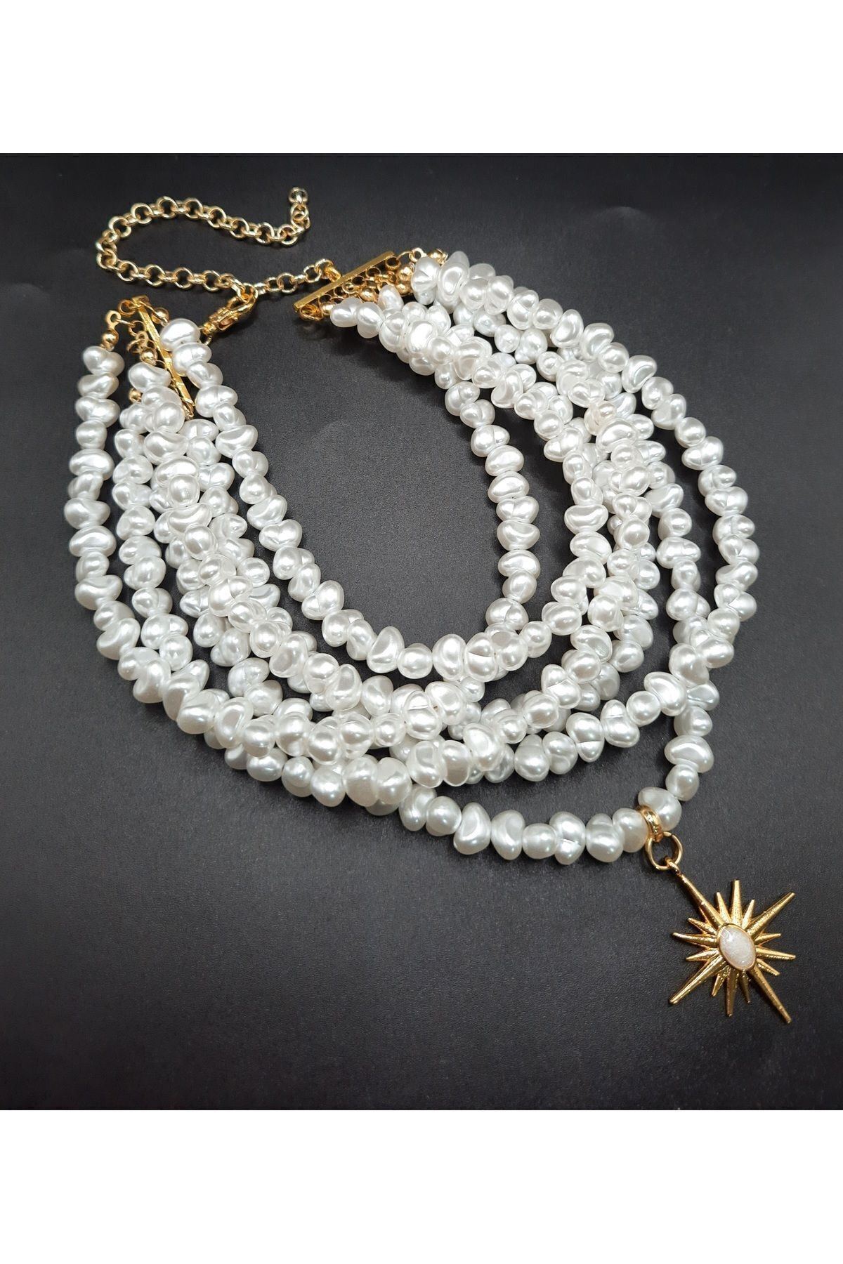 Choker yıldızlı kolye,choker inci kolye,çoklu kolye