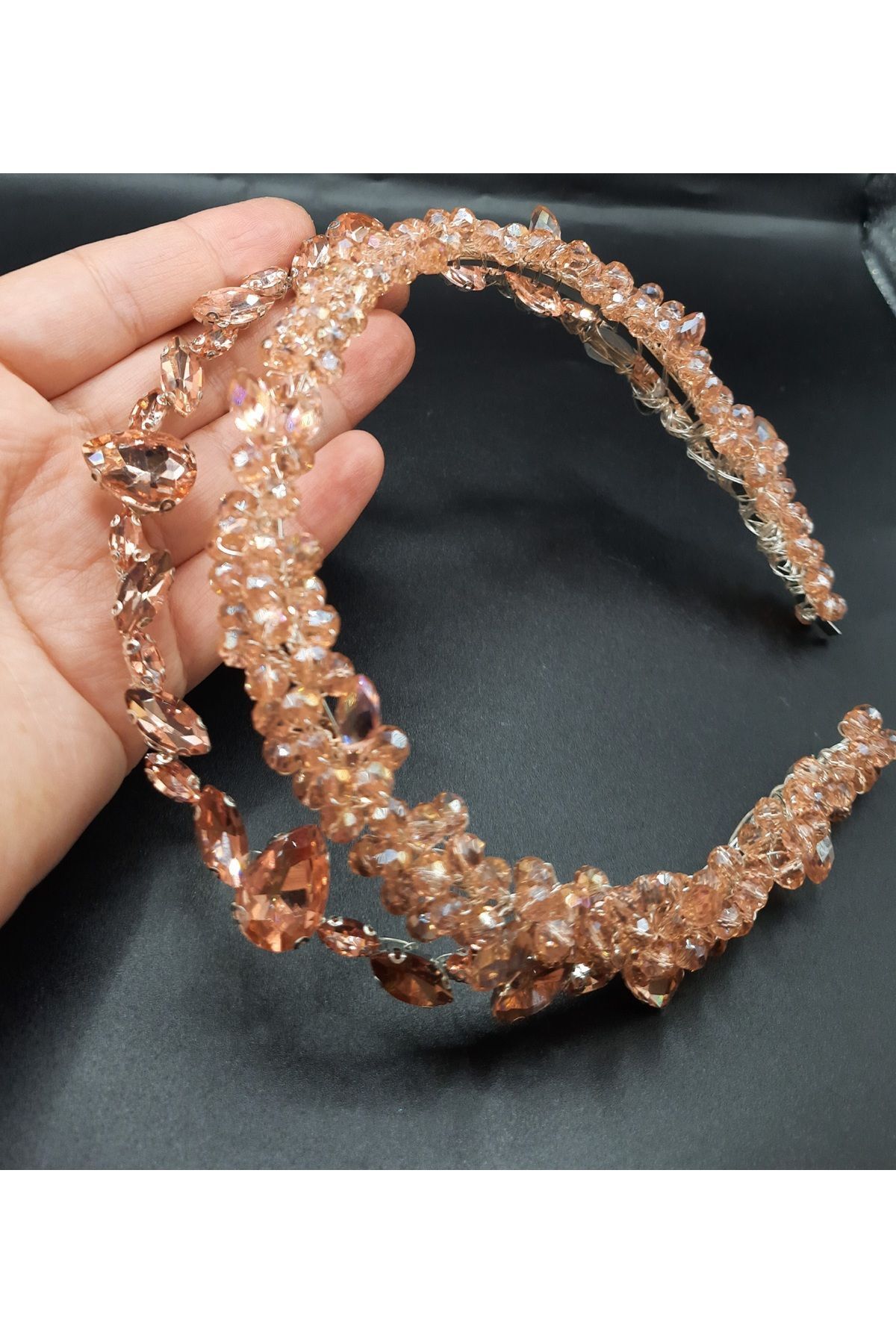 İkili taşlı taç,tasarım taç,pembe taç