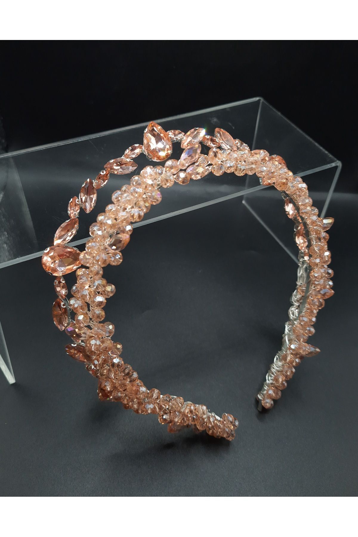 İkili taşlı taç,tasarım taç,pembe taç