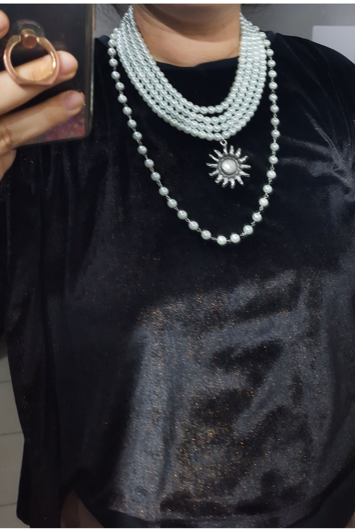 Çoklu inci kolye,choker kolye,choker inci kolye,beyaz kolye,çoklu kolye