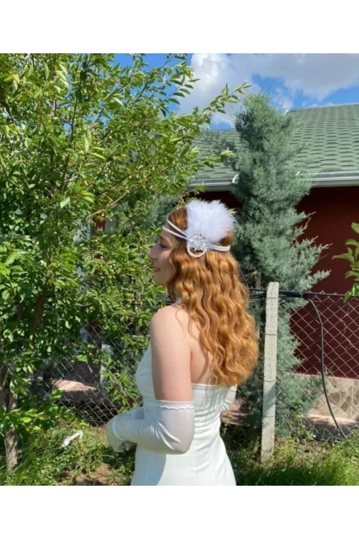 Tüylü Tasarım Saç Aksesuarı,nikah Saç Aksesuarı
