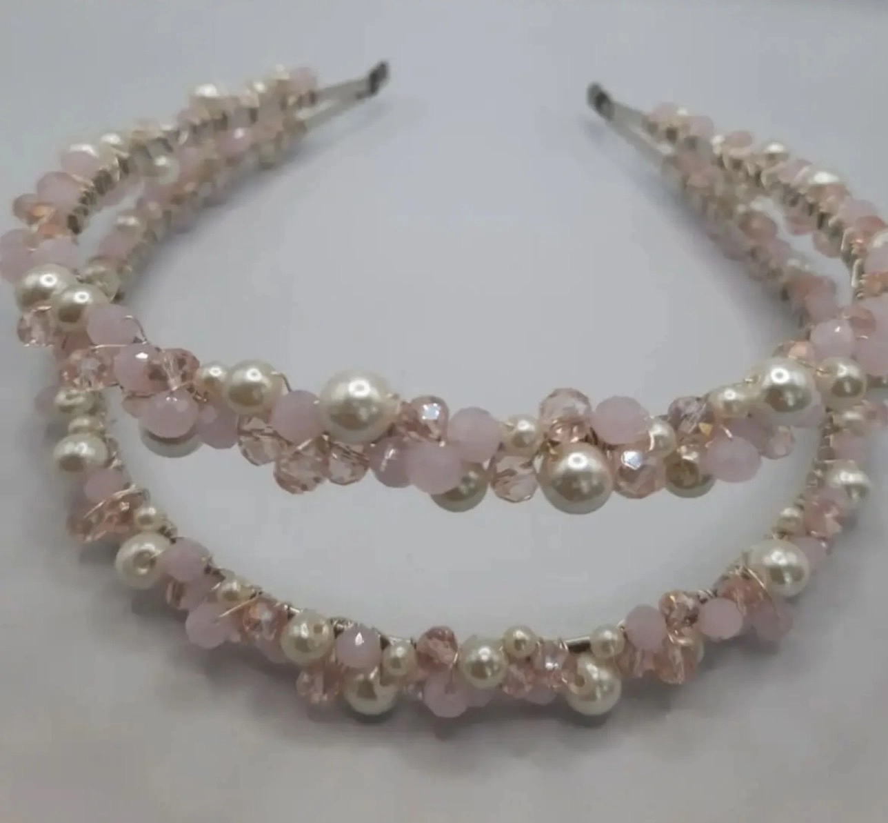 Pembe ikili incili soft taç