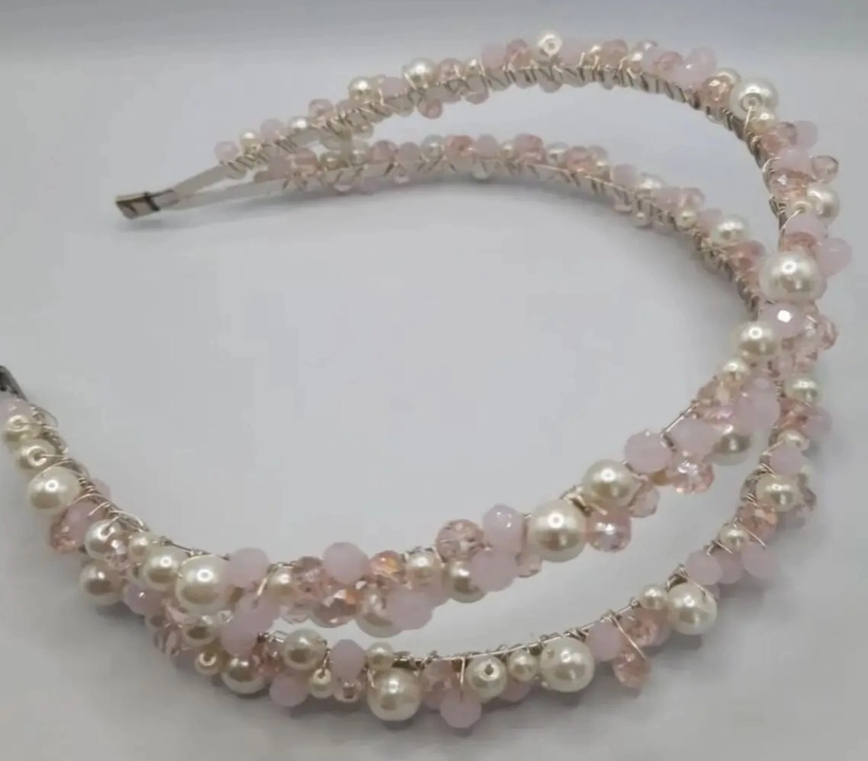 Pembe ikili incili soft taç