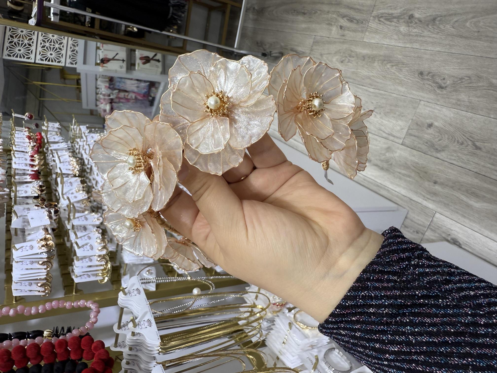 Çiçekli taç,tasarım Rose gold taç,gelin taçları