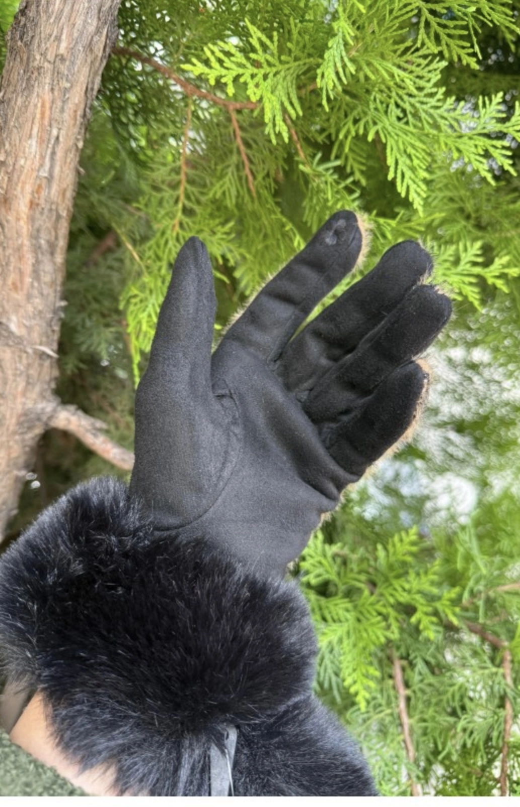 Leopar bileği kürklü eldiven