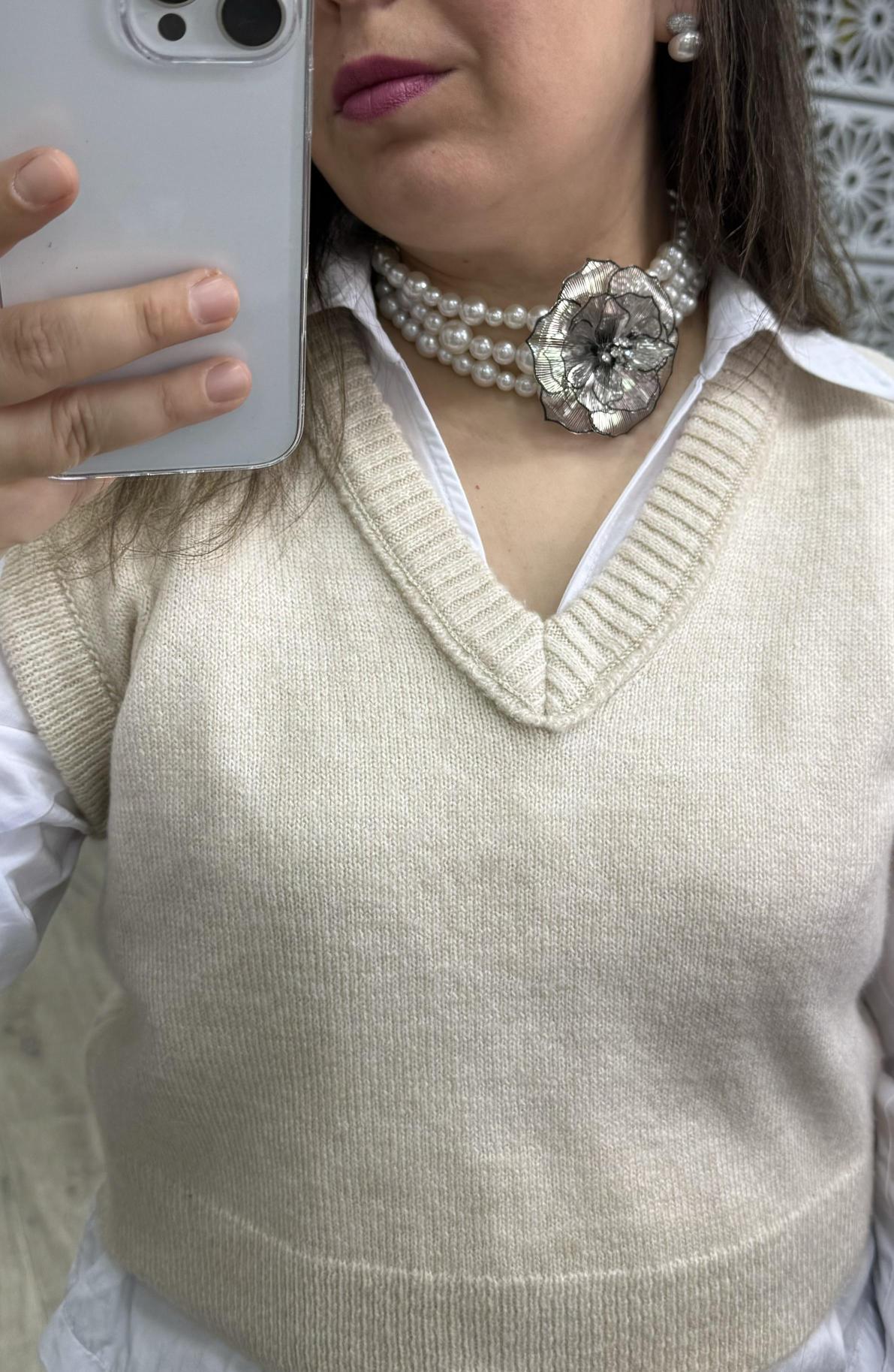 Çiçek detaylı incili Choker kolye ,inci kolye,çoklu kolye