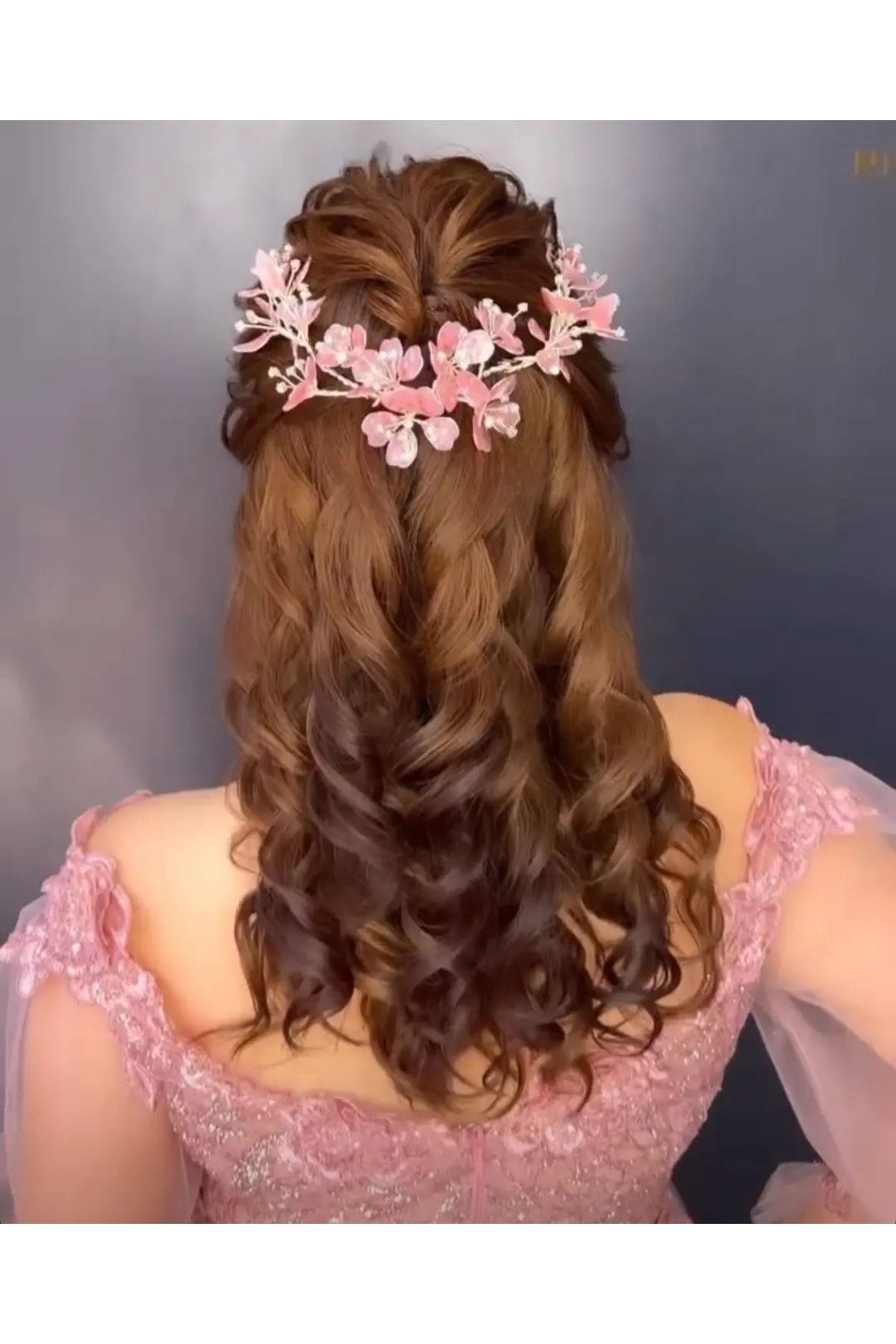 Çiçekli Tasarım Saç Aksesuarı, Taçları,pembe Saç Aksesuarı