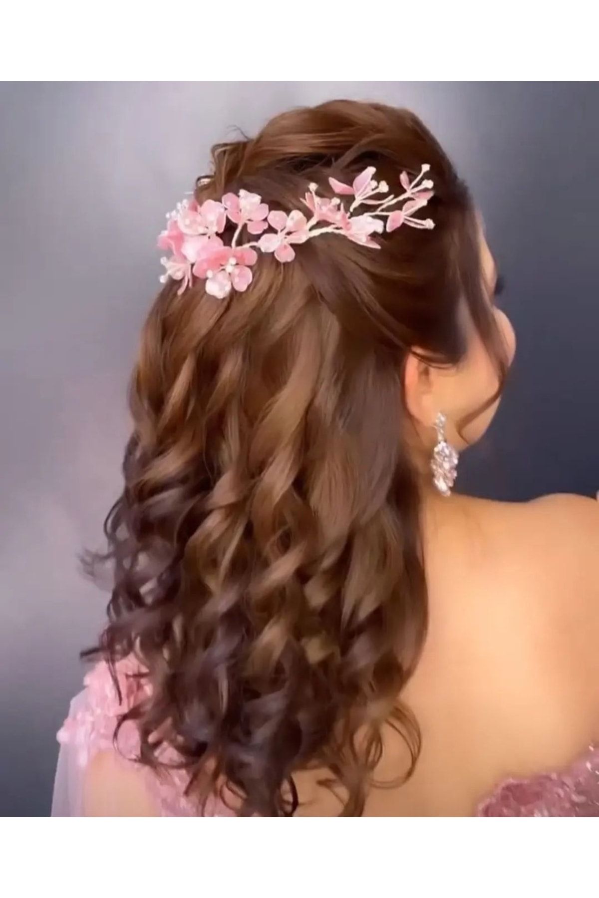 Çiçekli Tasarım Saç Aksesuarı, Taçları,pembe Saç Aksesuarı