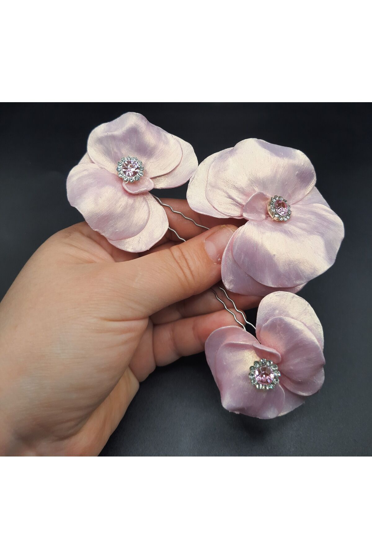 Gold pembe toka seti 3 lü,saç aksesuarı,pembe toka
