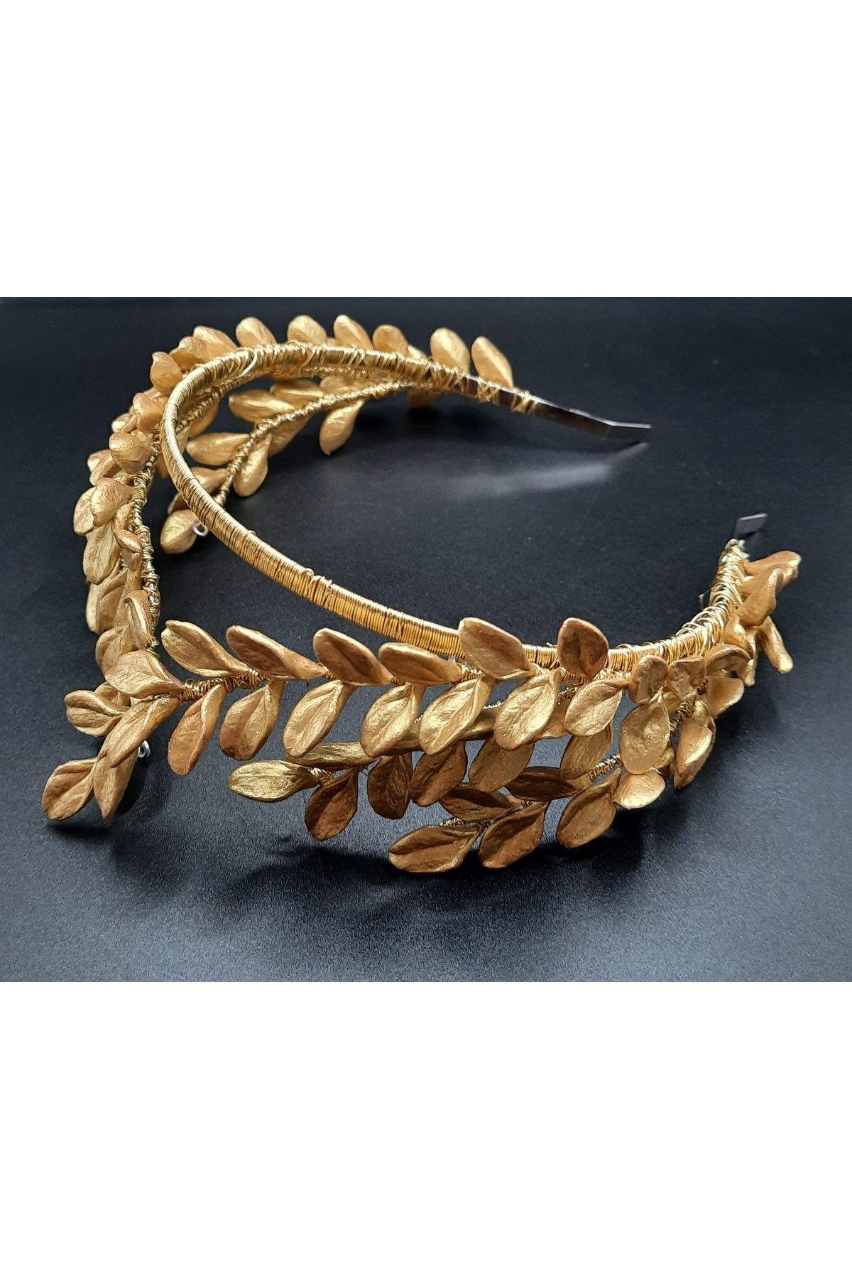 Gold helen taç,yapraklı gold taç,tasarım gold taç